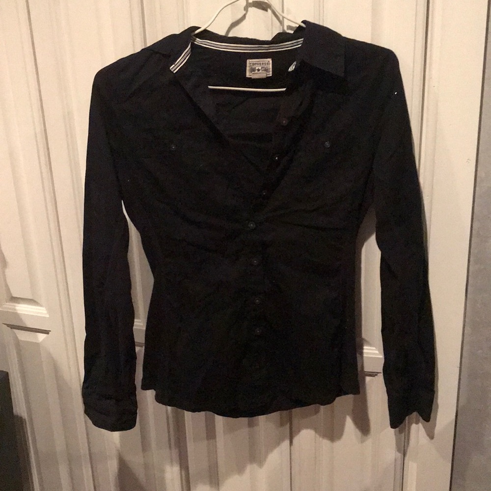 Converse black button up